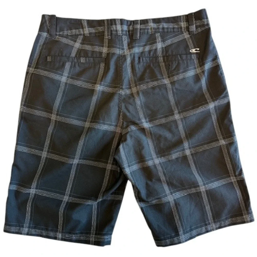 O'Neill Plaid Shorts Hybrid Casual Walk Black Size 32‎